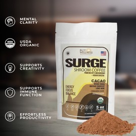 BUY WELLNESS WHOLESOME FOODS SURGE Mushroom Cacao Coffee Organic Reishi Chaga Maitake Ashwagandha 30\ serving
