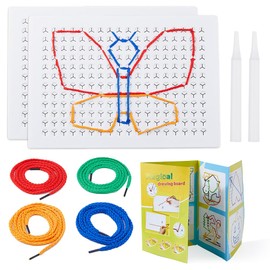 DICOSMETIC 2 Sets Calm Down Threading Boards String Weaving Drawing Board Calming Corner Games Fine Motor Threading Boards Educational Sensory Items Including 2Pcs Plastic Board 4Pcs Pens 16Pcs Laces