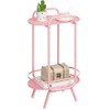 HOOBRO Pink Side Table, Small Cute Nightstand, 2 Tier Oval
