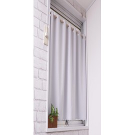 Cloth Shop Tier Curtain, For Small Windows, Heat Shielding, Thermal Insulation, Gray White, Flame Resistant / Blackout Grade 1, Width 19.7 x Length 27.6 in (50 x 70 cm), Contains 1 Curtain
