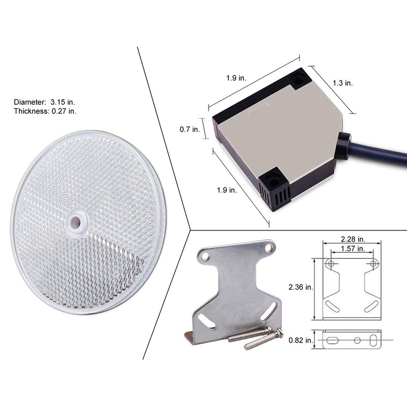 Mageway Indoor E3JK-R4M1 Retro-Reflective Photoelectric Beam Sensor 12-240VDC 24-240VAC Infrared