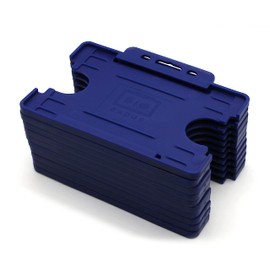 10 x Mid Blue BioBadge Landscape ID Card Holders Open-Faced for ID Cards