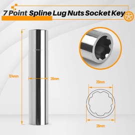 MIKKUPPA 7 Point Spike Lug Nuts Socket Key, 20mm Inner Diameter SAE 1/2" Drive Replacement Hex Socket Tuner Tool for M14x1.5, M14x2.0, 9/16 Chevy Silverado Truck Aftermarket Spiked Wheel Lug Nut