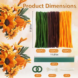 400 Pieces Pipe Cleaners Crafts Set,4 Colors Chenille Stems Creative Craft Pipe Cleaners Flowers for DIY Craft Bouquets,Holiday Decorations(Golden)