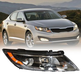 OUKANING - For 2014 2015 Kia Optima Halogen Projector Headlight Headlamp Replacement Passenger Right Side RH Black Housing (USA STOCK)
