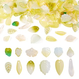 Cheriswelry 136Pcs Fall Leaf Charms Crystal Glass Leave Pendants Two Tone Glass Autumn Leaf Dangle Charms 13.5-26mm for DIY Jewelry Making Earring Bracelet Necklace