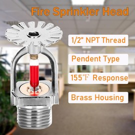 5Pc Fire Sprinkler Head Pendent Type, 155℉ Fire Sprinkler Heads 1/2" Inch Thread 68°C Quick Response Water Spray Down 1/2" NPT for Home/Commericial/Workshop/Residential Building (Pendent Type)