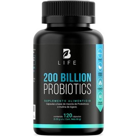 B Life Probióticos 200 Billones (120 Cápsulas de 500mg) - 11 Cepas con Inulina de Agave para Hombre y Mujer, 2 meses de suministro.