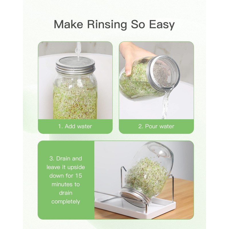 12 Pack Sprouting Lids, 316 Stainless Steel Screen Lid for