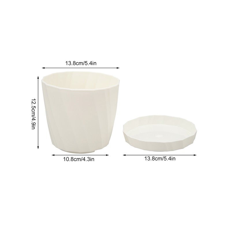 5 PCS Indoor Plant Pots with Base PP White Beautiful