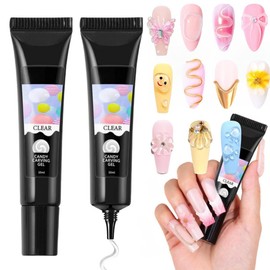 3D Sculpture Nail Gel, 2 Pieces Building Gel for Gel Nails, Nail Builder Gel, Nail Glue, 3D Nail Sculpture Gel, Nail Carving, Glue Gel for Nail Art, Gel Nail Charms, DIY Nail Design Sculpting Nail