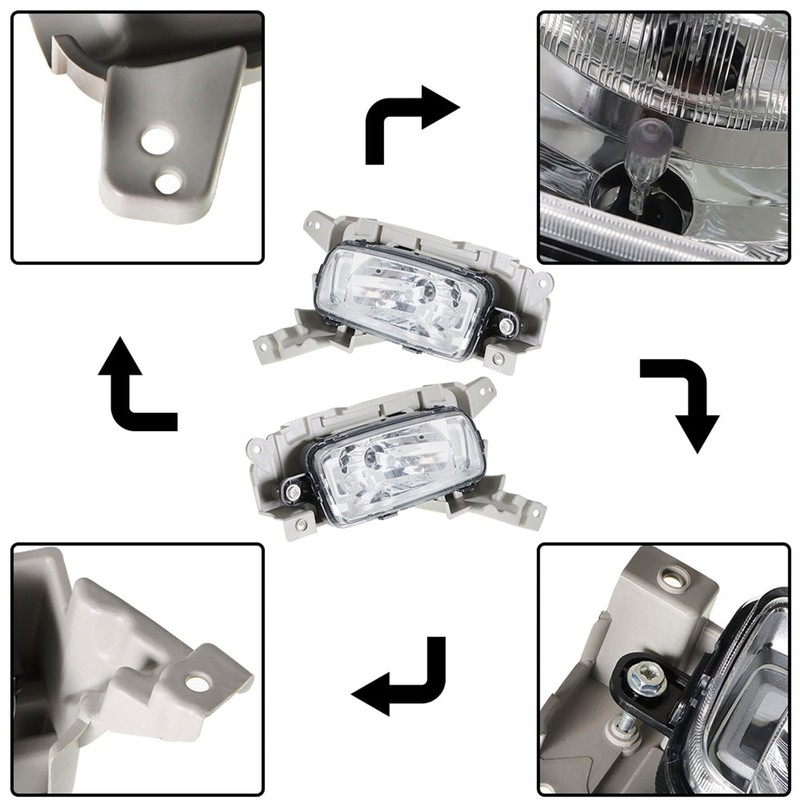 munirater 2-Pack Front Driving Fog Light Assembly with Bulbs Bezel