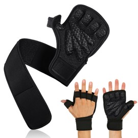 Favuit Fitness Gloves with Wrist Support Training Gloves Men Women Sports Gloves Fingerless Weightlifting Workout Gloves for Weight Lifting Pull Up Bar