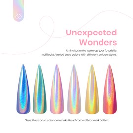 Beetles Chrome Nail Powder Metallic Mirror Effect Holographic Aurora Iridescent Nail Art Decoration for Gel Polish Glitter Premium Salon Nail Glitter Manicure Pigments for Nail Art Design, 0.04oz/1g