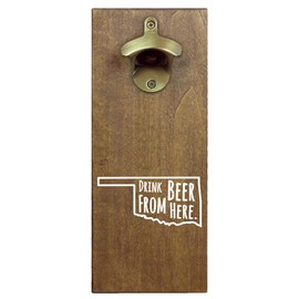 Torched Drink Beer From Here Magnetic Beer Bottle Opener with Cap Catcher (Oklahoma) | Wall Mounted Bottle Opener Refrigerator Magnet | Makes a Great Gift for Men, Beer Lovers, and Collectors |