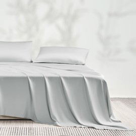 JELLYMONI Full Sheet Set, Luxury Rayon Derived from Bamboo, Cooling Bed Sheet Set - Ultra Soft, Breathable, Eco-Friendly, Hypoallergenic - 4 Piece Sheets & Pillowcases, Grayish