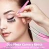 Mafab Duo Pinzas Curvas Y Rectas Aplicación Extensión Pestañas 2pz