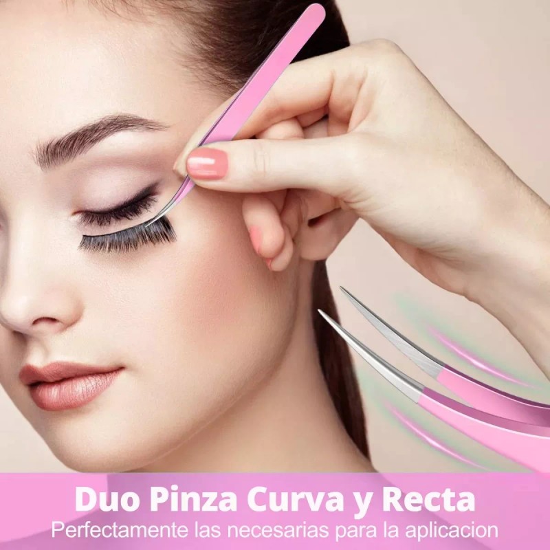 Mafab Duo Pinzas Curvas Y Rectas Aplicación Extensión Pestañas 2pz