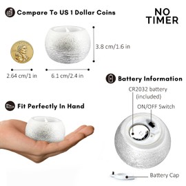 FURORA LIGHTING Silver Glittery Real Wax Flameless Candles Pack of 3, LED Flickering Round Candles Perfect for Wedding Décor, 2.4’’(W) x 1.6’’(H), Battery Included