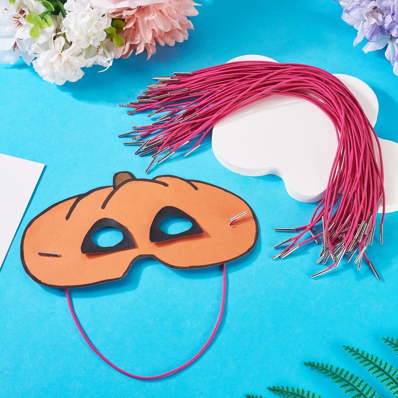 Beadthoven 50Pcs Elastic Cord with Metal Ends, Elastic Barbed Cord