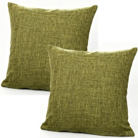 YunJeude Cushion Cover 21.7x21.7 inches/55x55 cm Nordic 2-Piece Set Fashionable Cute Linen Flax Solid Simple Zipper Interior Home Decoration Car Room Decoration All-Season (55x55, Green)