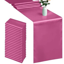Trimming Shop Camino de mesa de satén para decoración de mesa, bodas, fiestas de cumpleaños, banquetes, decoración del hogar, restaurantes, fajas de silla, Swags, 28 x 274 cm, fucsia, 20 unidades