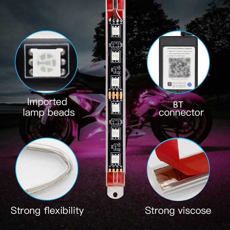 8PCS Motorcycle LED Light Kits Colorful Motorcycle LED Light APP