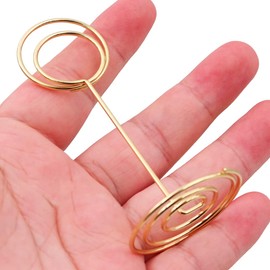 WANGCL 12 Pack Mini Place Card Holders Table Number Holder Wedding Table Name Card Holder Clips Picture Memo Note Photo Stand（Gold）