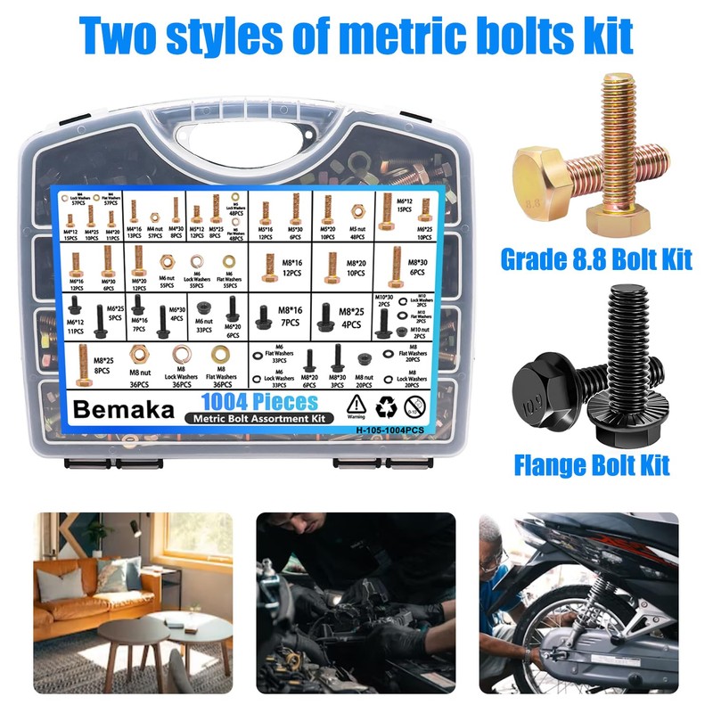 Nuts and Bolts Assortment Kit, Flange Bolt Assortment (12-30mm)