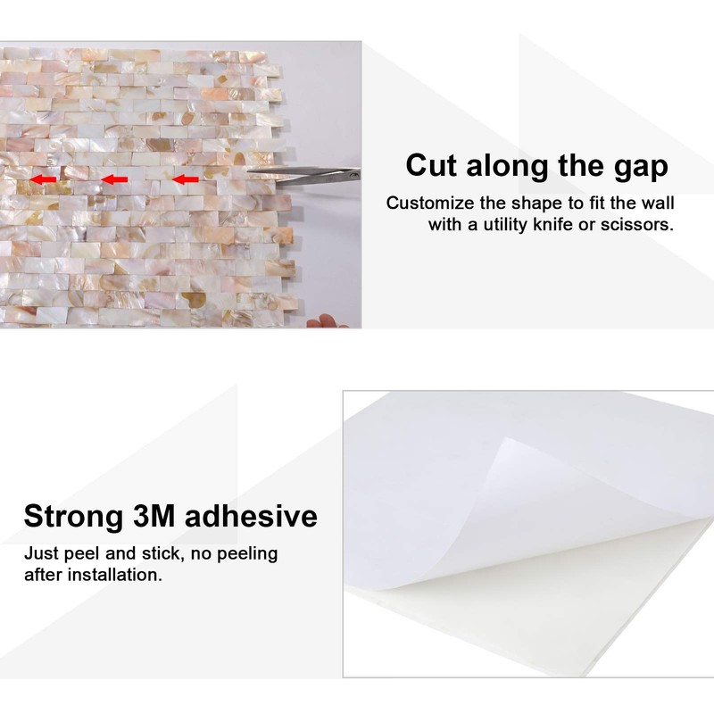 1 - Sheet Pearl Shells Tile Peel and Stick Backsplash,