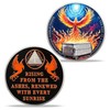 Phoenix 1 Year Sobriety Coin, AA Medallion with Phoenix &