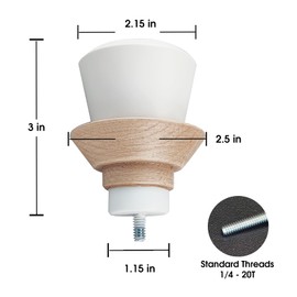 SKYPLUS LIVING Decorative Curtain Rod Finials, Polyresin White Wood-Look Finials, Set of 2, Compatible with 1 inch Diameter Curtain Rod, Standalone Finial Pair