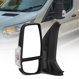 YITAMOTOR Door Mirror Left Driver Side Mirror Compatible with 2015 2016 2017 2018 2019 2020 2021 Ford Transit 150 250 350 350 HD, Power Heated Manual Folding with LED Turn Signal Light Black