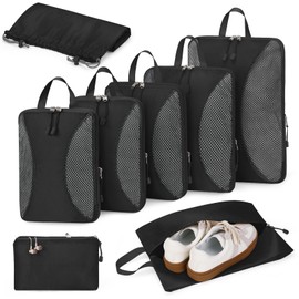 TRMF Travel Pouch, Compression, 8-Piece Set, Travel Pouch, Travel Compression Bag, Packing Pouch (2024 Newest Model), Space Saving, Suitcase, Clothes Sorting Storage, Lightweight, Durable Zipper