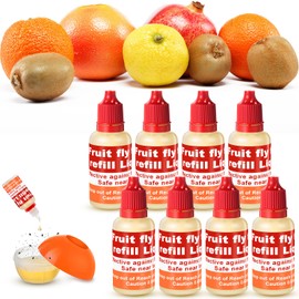 Qualirey 8 Pack Fruit Fly Trap Refill Liquid, 0.68oz/ Bottle Liquid Fruit Fly Traps for Indoors Non Toxic Safe Near Food, Effective Lure Refill for Indoor and Kitchen Use, Red
