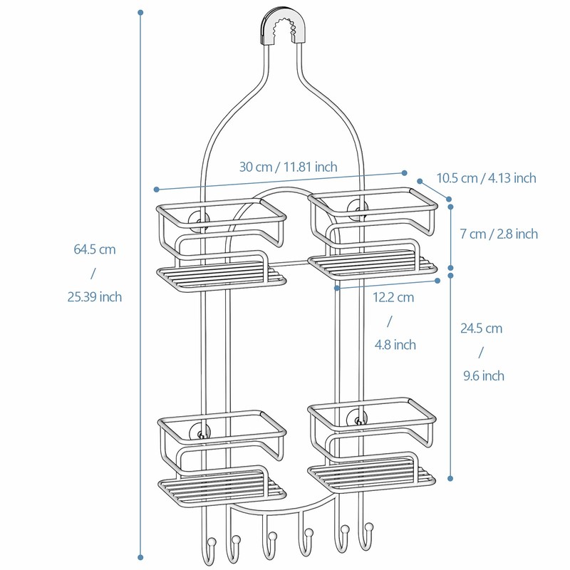 SRIWATANA Shower Caddy Organizer Hanging Over Head, Bathroom Shower Rack
