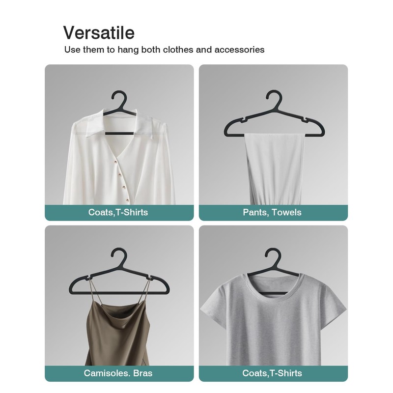 ABHENG 50 Pack Clothes Hangers, Non Slip Plastic Coat Hangers,