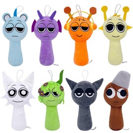 WESOPAN Sprunki Plush, 8pcs Sprunky Wenda Sprunki Gray Plushies, Sprunk Soft Stuffed Toys Dolls for Fans Boys and Girls (8PCS B)