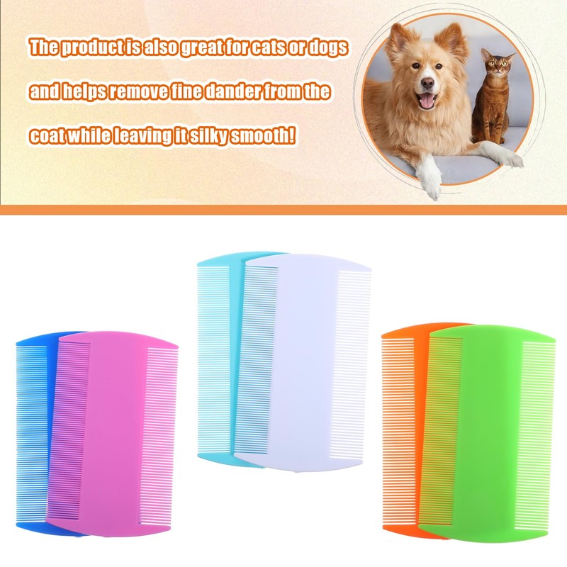 Ymapinc 6Pcs Double Sided Fine Tooth Lice Comb, Flea Tick