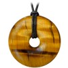 Kaltner Presents Necklace Tiger Eye Gemstone Donut Pendant with Leather