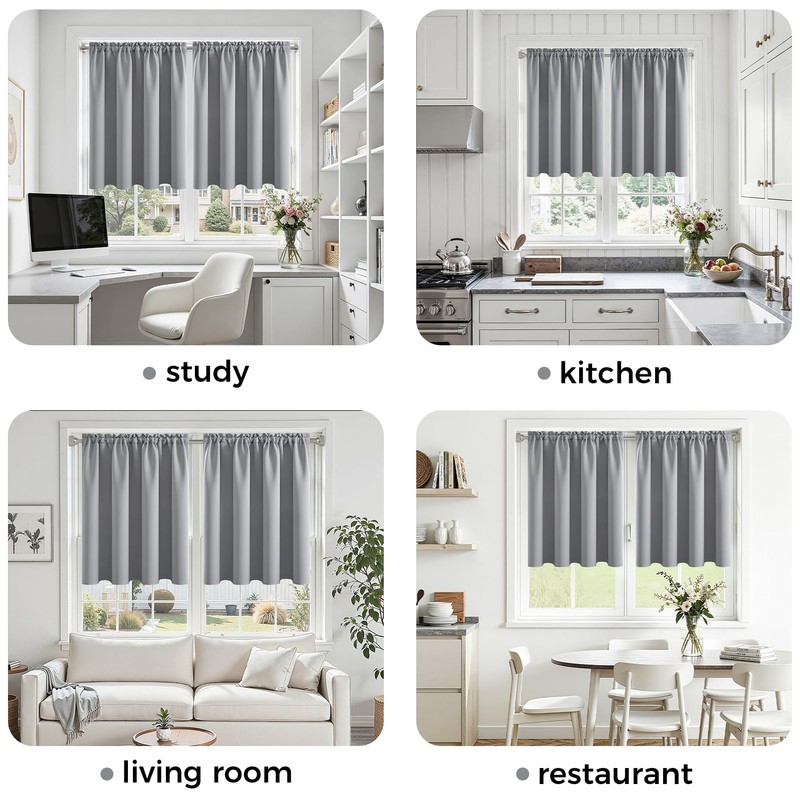 MRTREES Kitchen Waterproof Curtains, Blackout Thermal Curtains with Rod Pocket