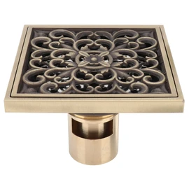 Moofey Champagne Bronze Shower Drain, Square Shower Shroom, Stainless Steel Floor Drain Filter Strainer