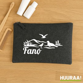 Huuraa Kulturbeutel Fanø Dänemark Geschenk 1 Liter Charcoal Filz Fanø Geschenkidee