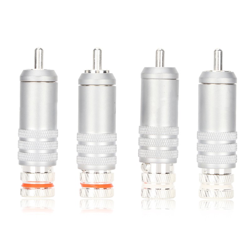 4pcs RCA Plug Silver Plated HIFI Solder RCA Connector Accommodates