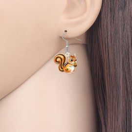 NEWEI Christmas Squirrel Earrings Acrylic Squirrel Dangle Jewelry For Women Festival Charms (Squirrel)
