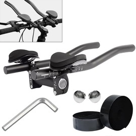 Triathlon Bicycle Handlebars, Black, TT Handlebars, Aero Bars, Aluminium Alloy, Handlebar Attachment, Triathlon Handlebars, Adjustable Bicycle Support Handlebar for Road Bikes, Mountain Bike