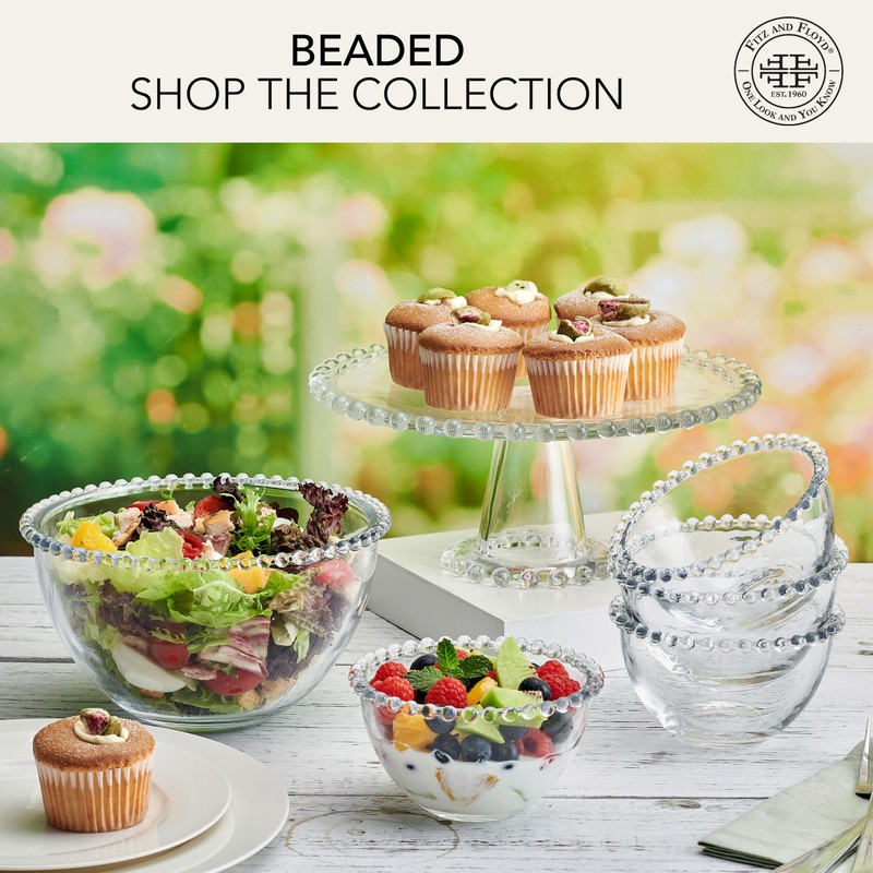 Fitz and Floyd Beaded Glass Prep, Dip, Dessert, Fruit, Candy