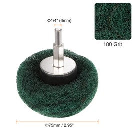 HARFINGTON 5pcs Mushroom Buffing Wheel for Drill 3" x 1" 180 Grit 1/4" Shank Grinding Cleaning Abrasive Buffing Polishing Wheel for Metal Stainless Steel Aluminum Jewelry Glass, Green