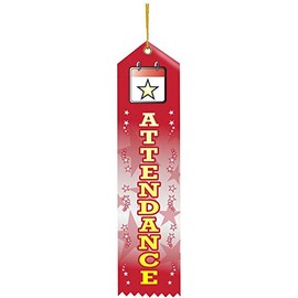 Crown Awards Place Ribbon, 2" x 8" Attendance Award Ribbon, 25 Pack