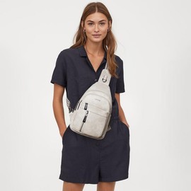 7L Sling Bag For Women Men Backpack Fanny Pack Crossbody Chest Travel Shoulder Women's Belt Bags Purse Handbag PU Leather Zipper Compact:_Tan